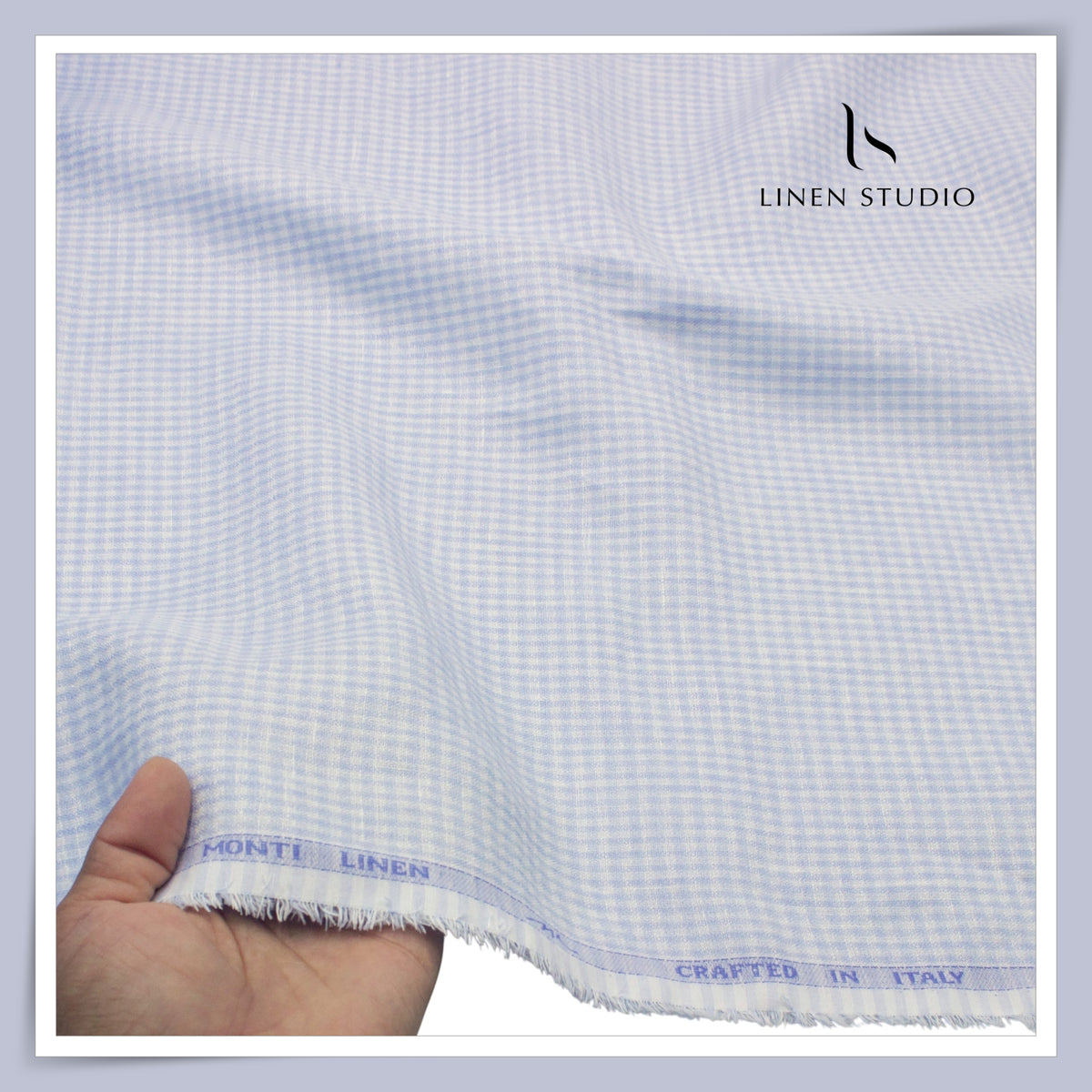 Tessitura Monti 70 Lea Shirting - Blue & White Gingham Checks (NEW) (Fastest Selling)