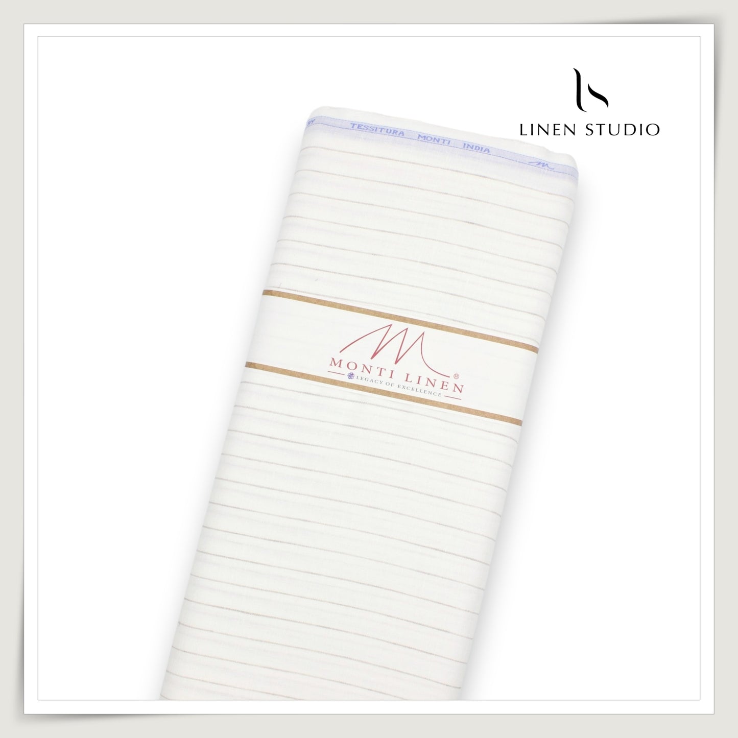 Tessitura Monti 100% Pure Linen 70 Lea Shirting - Classic Cream Stripes (NEW) (Fastest Selling)