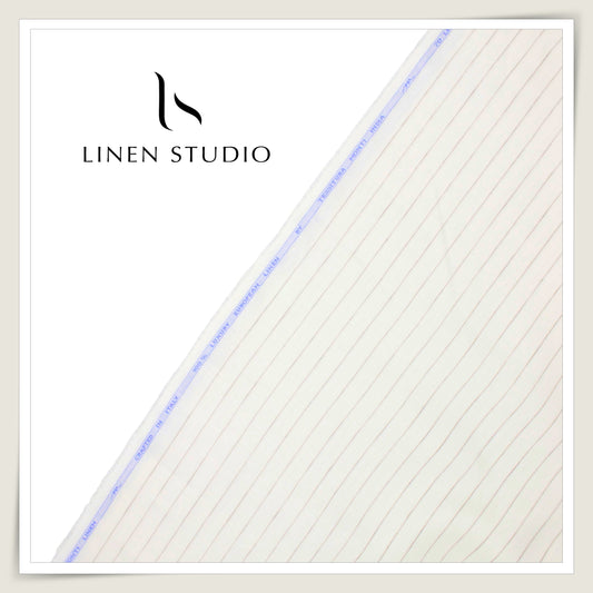 Tessitura Monti 100% Pure Linen 70 Lea Shirting - Classic Cream Stripes (NEW) (Fastest Selling)