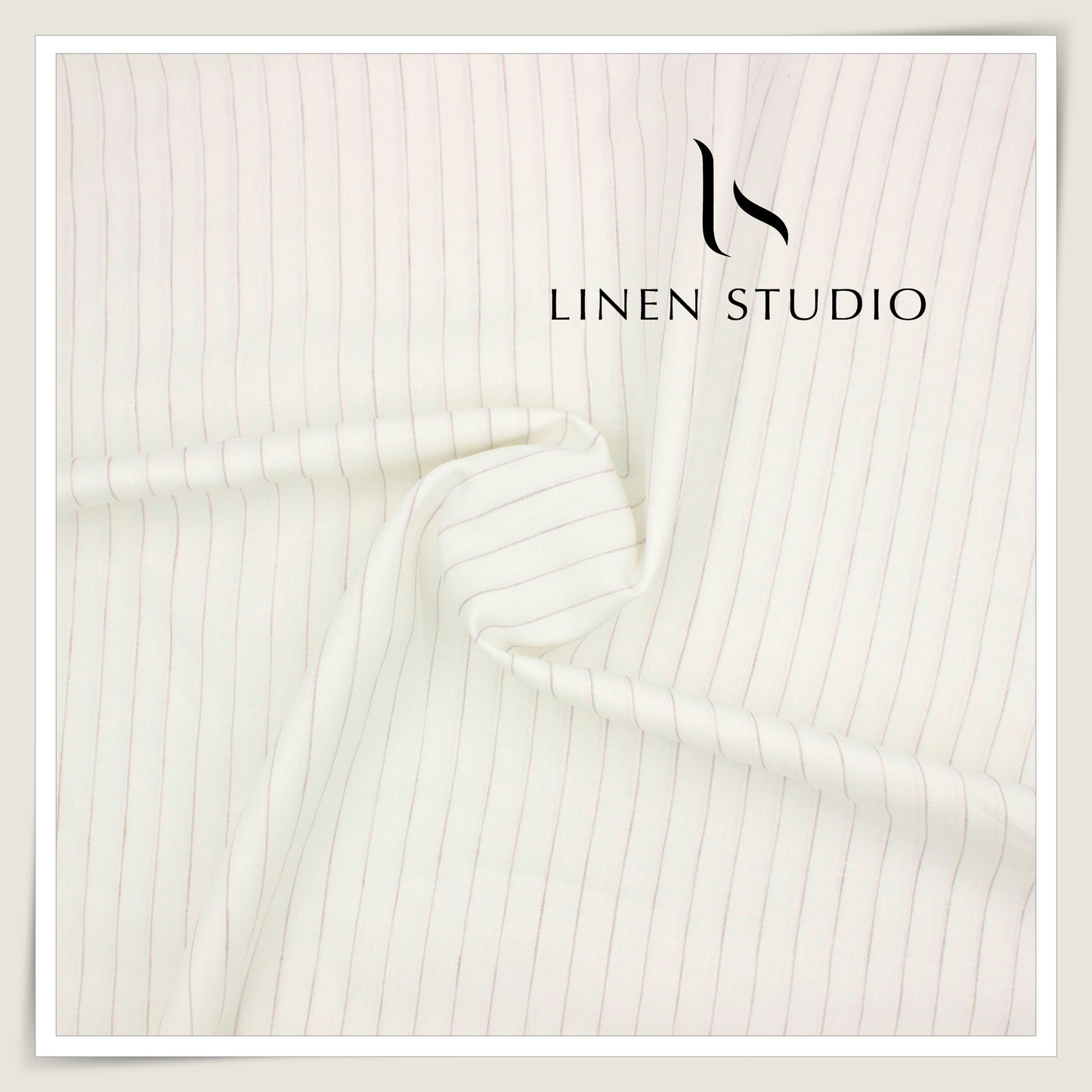 Tessitura Monti 100% Pure Linen 70 Lea Shirting - Classic Cream Stripes (NEW) (Fastest Selling)