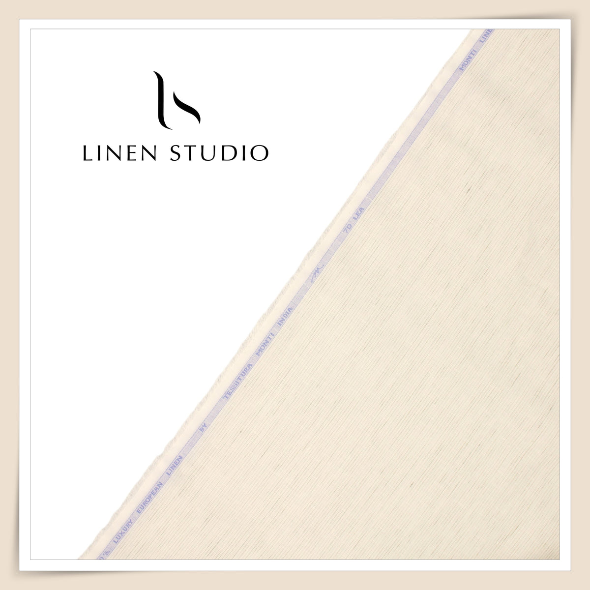 Tessitura Monti 70 Lea Shirting - Ivory Cream with Beige Stripes (NEW) (Fastest Selling)