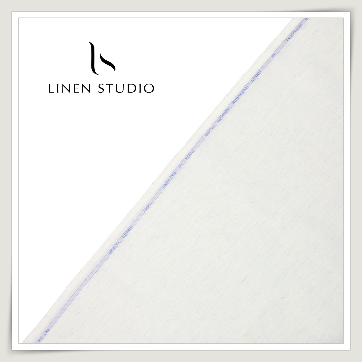 Tessitura Monti 70 Lea Shirting - White with Blue Fleck Stripe (NEW) (Fastest Selling)