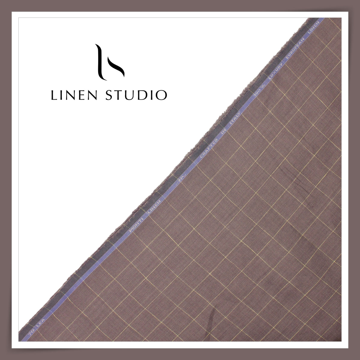 Tessitura Monti 70 Lea Shirting - Mauve with Yellow Check (NEW) (Fastest Selling)