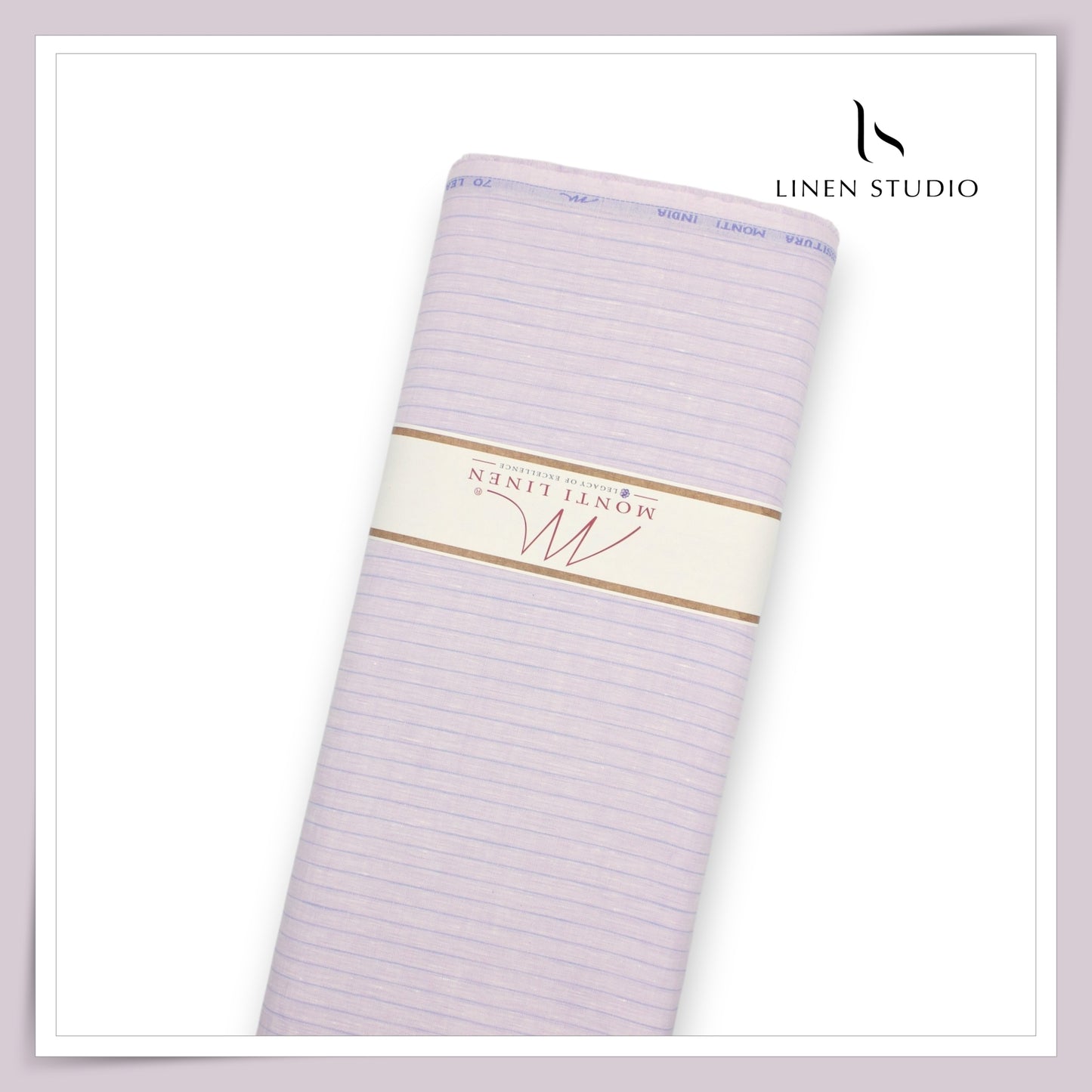 Tessitura Monti 100% Pure Linen 70 Lea Shirting - Beautiful Lavender Stripes (NEW) (Fastest Selling)