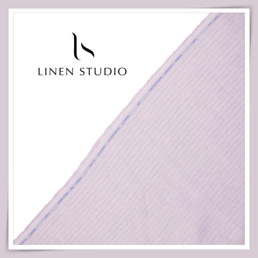 Tessitura Monti 100% Pure Linen 70 Lea Shirting - Beautiful Lavender Stripes (NEW) (Fastest Selling)