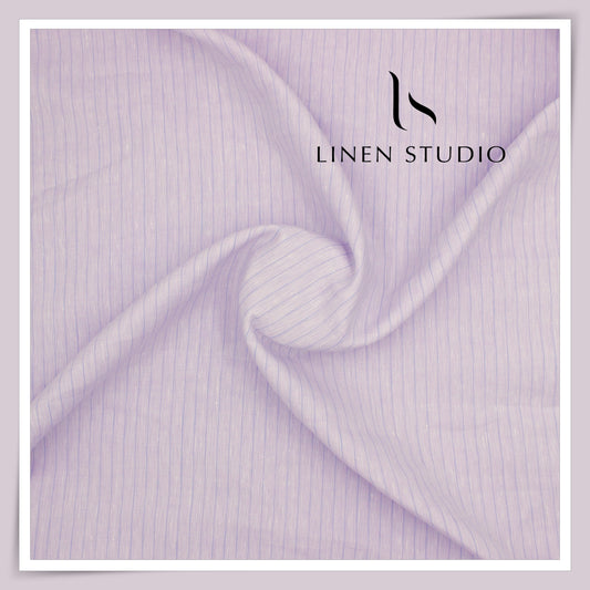 Tessitura Monti 100% Pure Linen 70 Lea Shirting - Beautiful Lavender Stripes (NEW) (Fastest Selling)