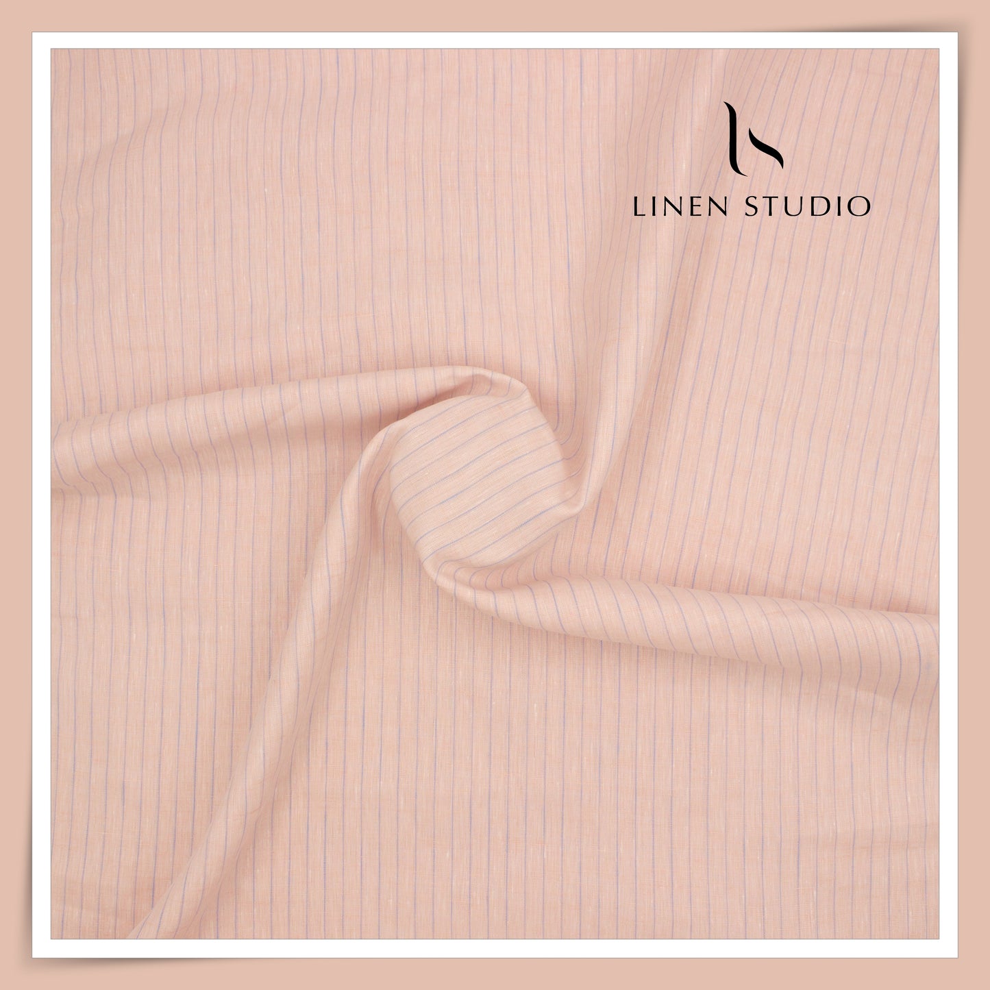 Tessitura Monti 100% Pure Linen 70 Lea Shirting - Light Orange & Lavender Stripes (NEW) (Fastest Selling)