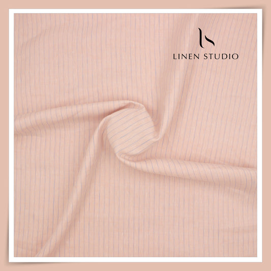 Tessitura Monti 100% Pure Linen 70 Lea Shirting - Light Orange & Lavender Stripes (NEW) (Fastest Selling)