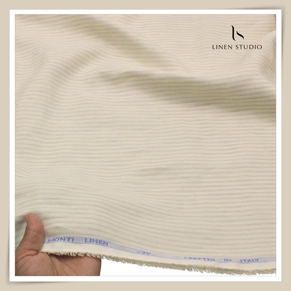 Tessitura Monti 70 Lea Shirting - Cream Subtle Stripes (NEW) (Fastest Selling)
