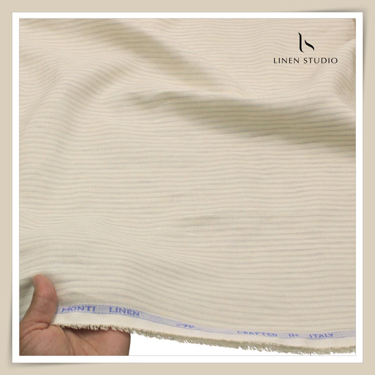 Tessitura Monti 70 Lea Shirting - Cream Subtle Stripes (NEW) (Fastest Selling)