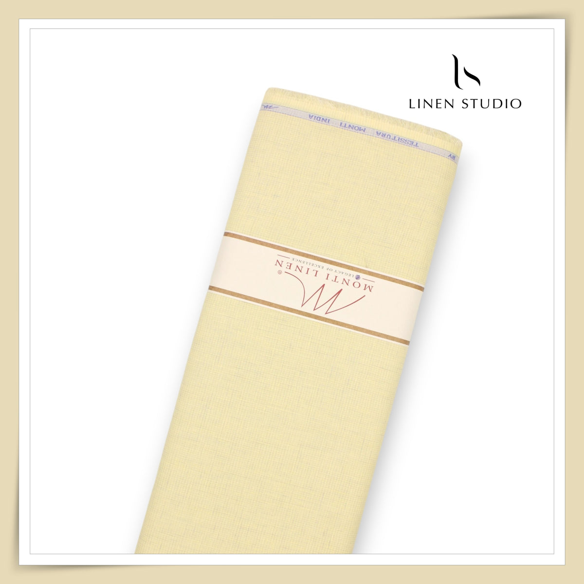 Tessitura Monti 70 Lea Shirting - Butter Yellow Small Checks (NEW) (Fastest Selling)