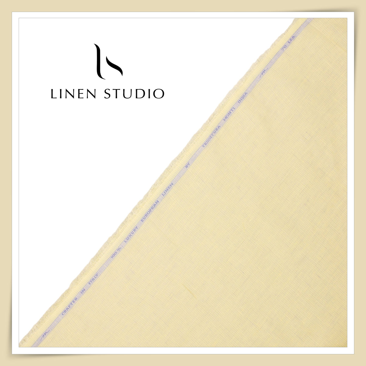 Tessitura Monti 70 Lea Shirting - Butter Yellow Small Checks (NEW) (Fastest Selling)
