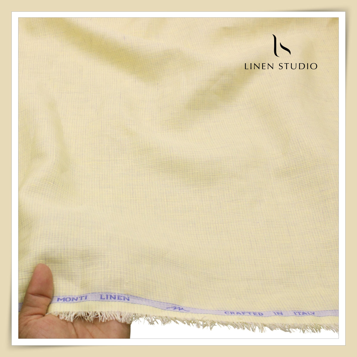 Tessitura Monti 70 Lea Shirting - Butter Yellow Small Checks (NEW) (Fastest Selling)