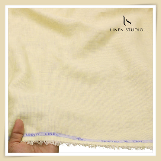 Tessitura Monti 70 Lea Shirting - Butter Yellow Small Checks (NEW) (Fastest Selling)