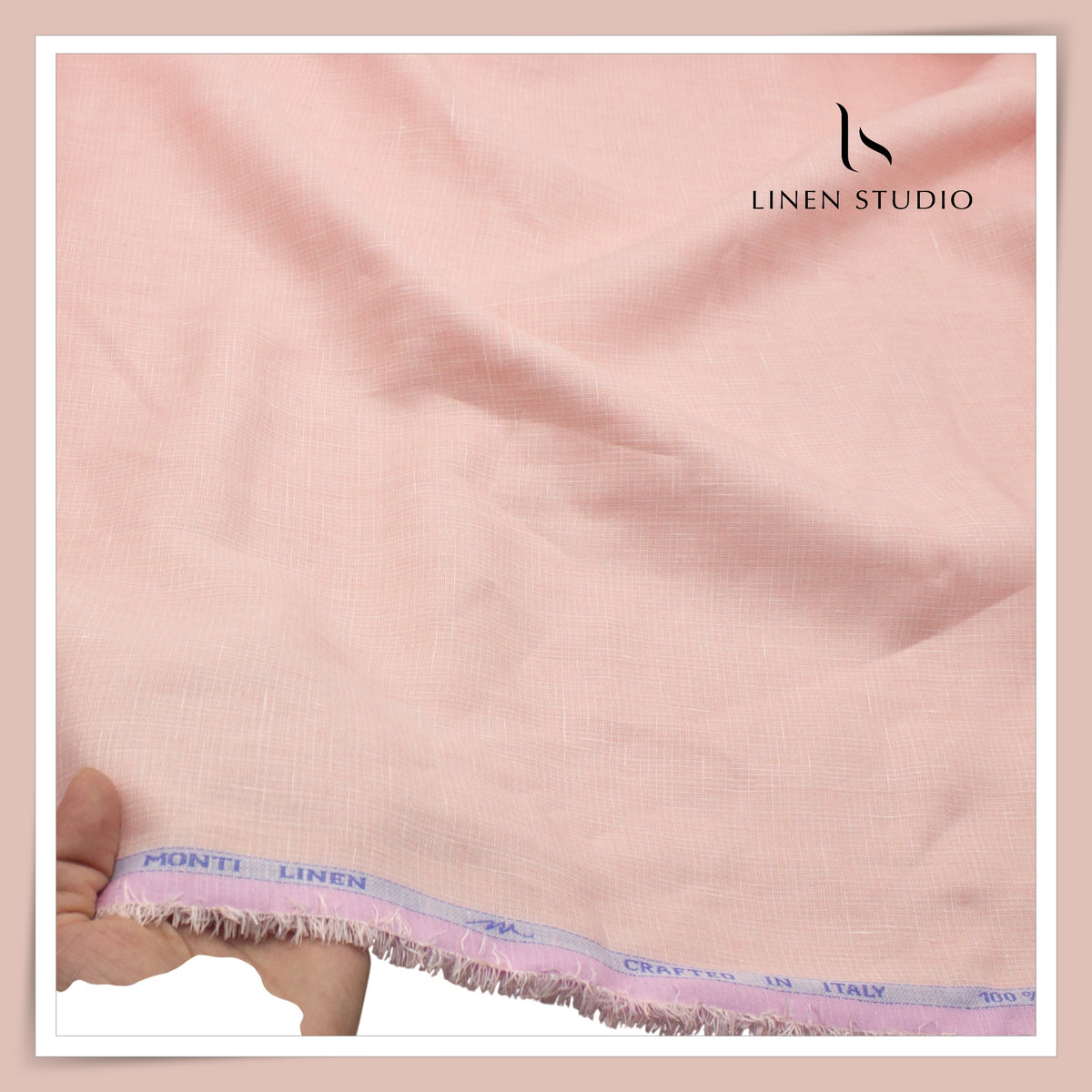 Tessitura Monti 70 Lea Shirting - Blush Pink Micro Self Checks (NEW) (Fastest Selling)