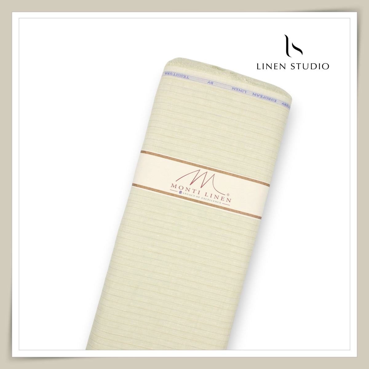 Tessitura Monti 70 Lea Shirting - Ivory Cream Subtle-Stripe (NEW) (Fastest Selling)
