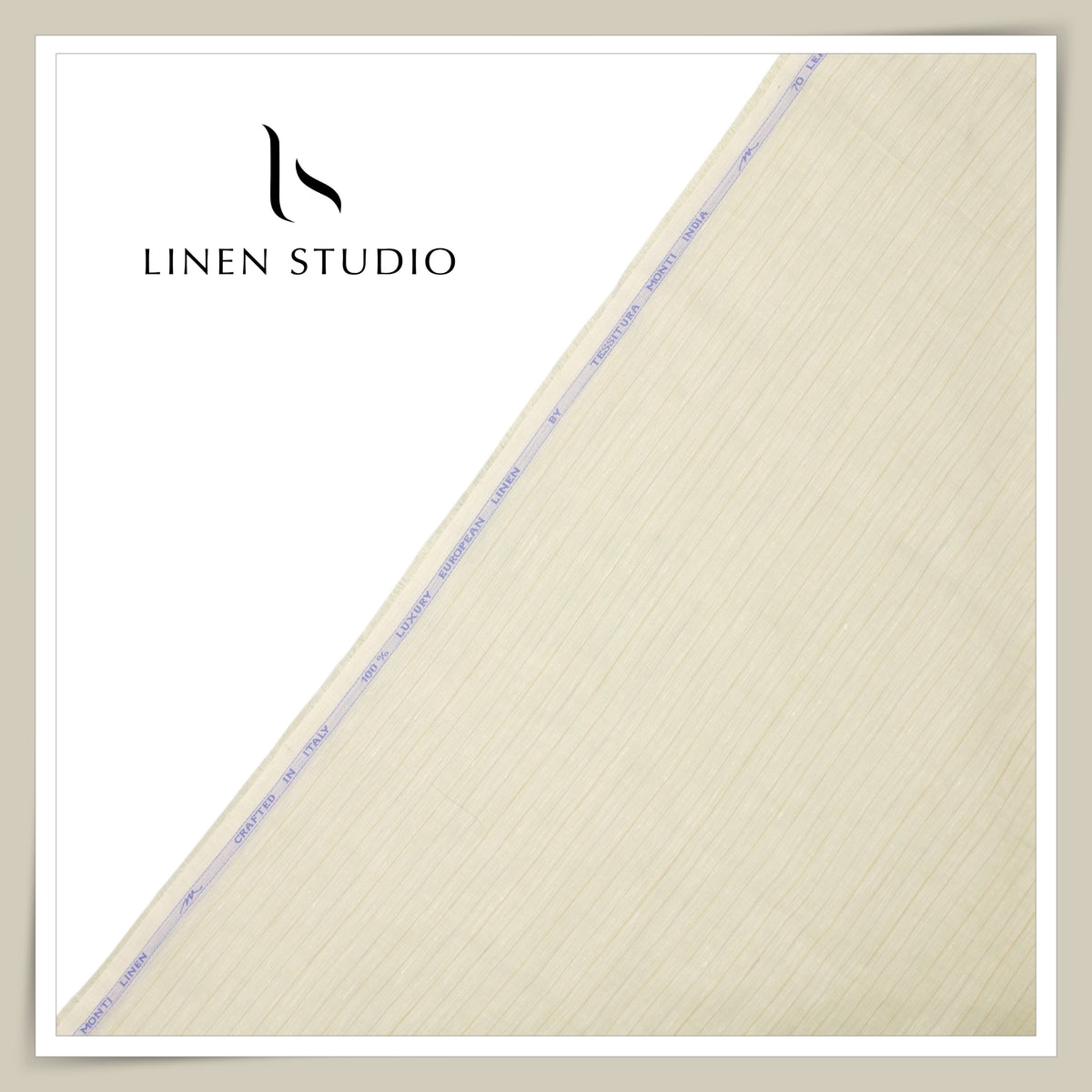 Tessitura Monti 70 Lea Shirting - Ivory Cream Subtle-Stripe (NEW) (Fastest Selling)