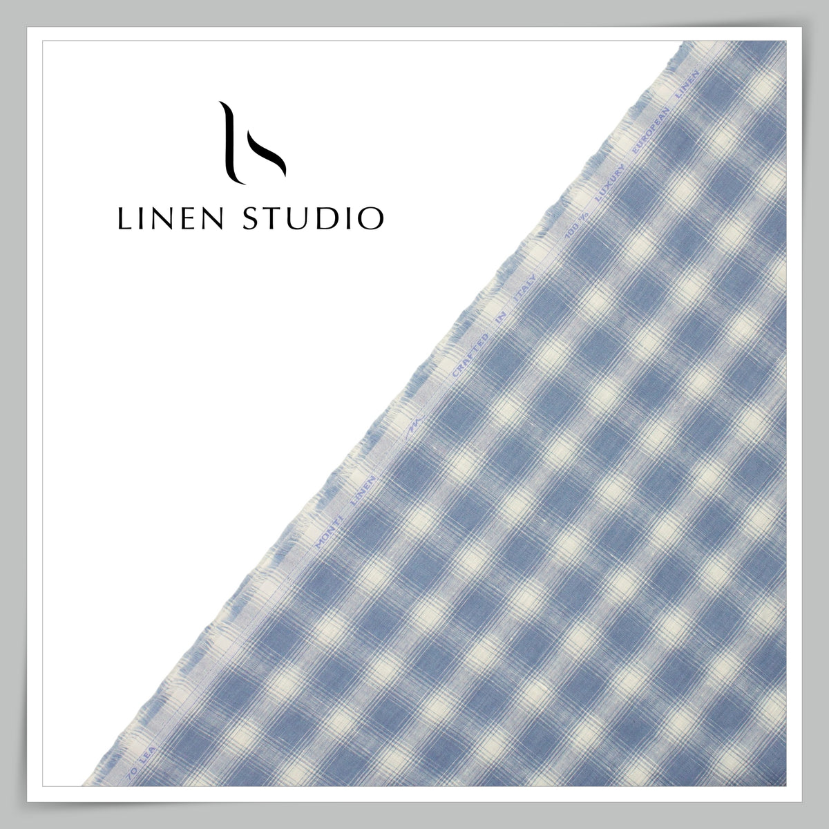 Tessitura Monti 70 Lea Shirting - Blue & Ivory Plaid Check (NEW) (Fastest Selling)