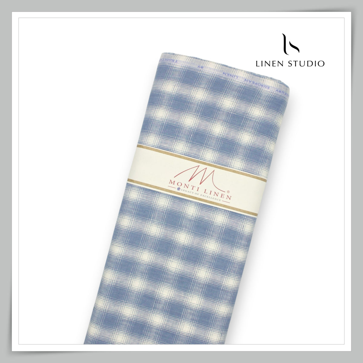 Tessitura Monti 70 Lea Shirting - Blue & Ivory Plaid Check (NEW) (Fastest Selling)