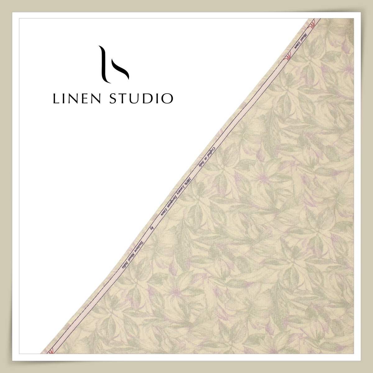 Tessitura Monti 70 Lea Linen Digital Printed Shirting - Sage & Lilac Floral Jacquard (NEW) (Zoom In)