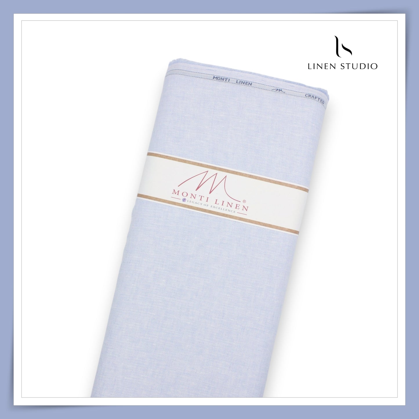 Tessitura Monti 100% Pure Linen 50 Lea Premium Suiting - Sky Blue Herringbone Pattern (NEW) (Zoom In)