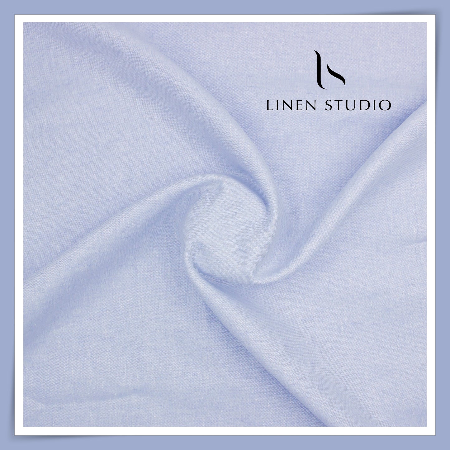 Tessitura Monti 100% Pure Linen 50 Lea Premium Suiting - Sky Blue Herringbone Pattern (NEW) (Zoom In)