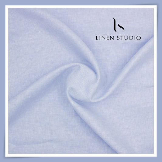 Tessitura Monti 100% Pure Linen 50 Lea Premium Suiting - Sky Blue Herringbone Pattern (NEW) (Zoom In)