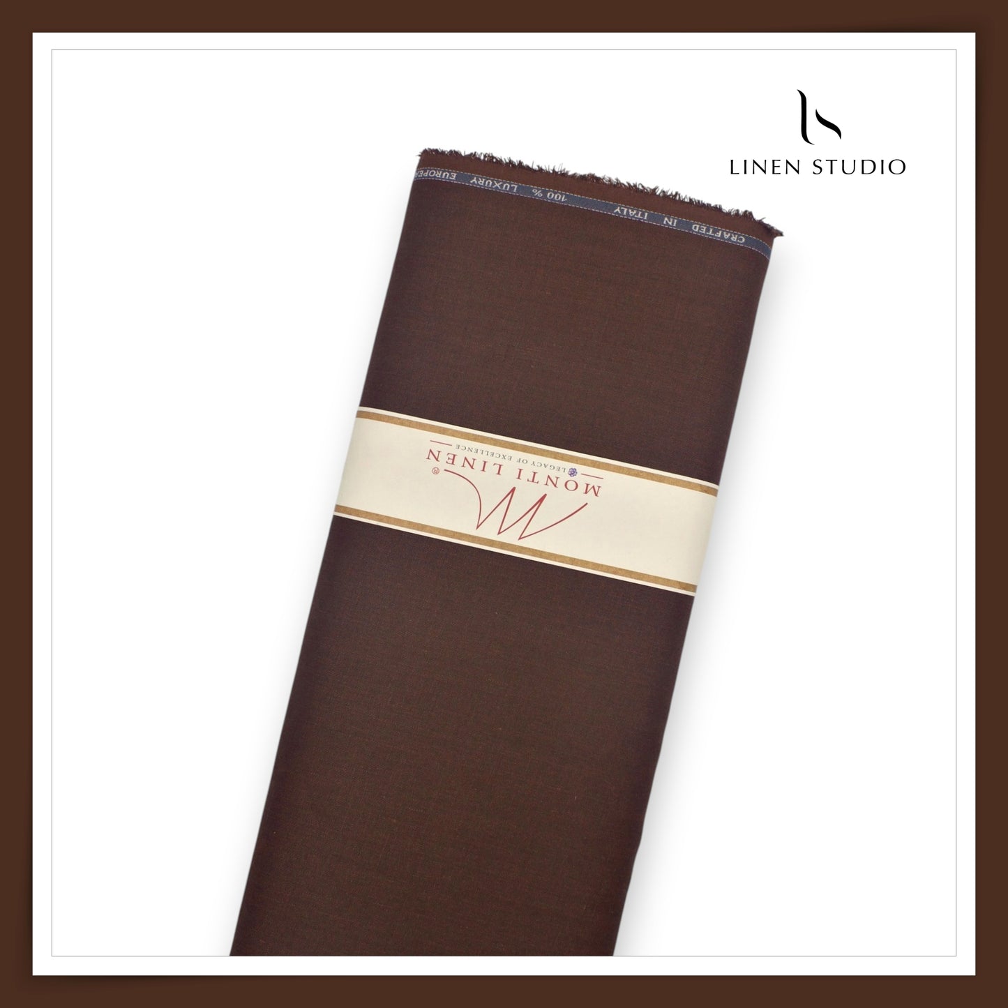 Tessitura Monti 100% Pure Linen 50 Lea Premium Suiting - Deep Oak Brown (NEW) (Fastest Selling)