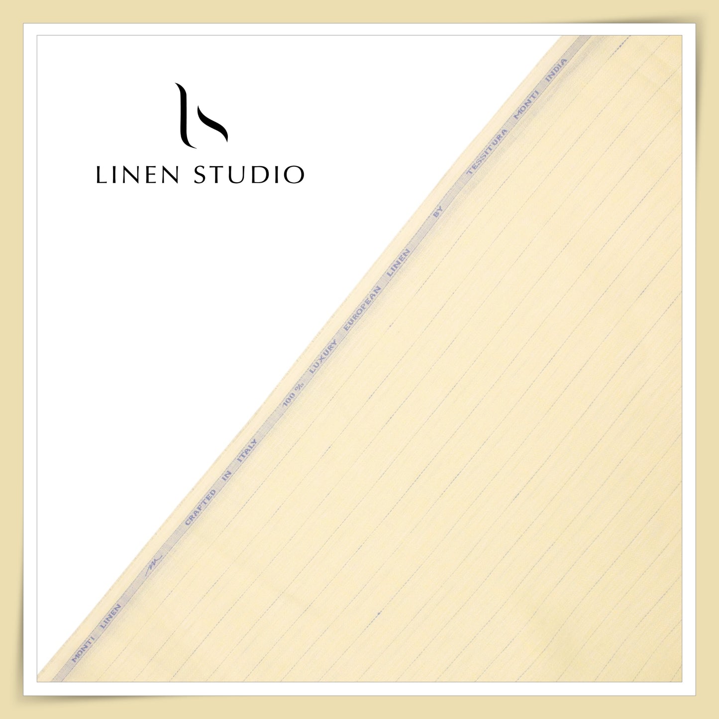 Tessitura Monti 100% Pure Linen 70 Lea Shirting - Yellow Stripes (NEW) (Fastest Selling)