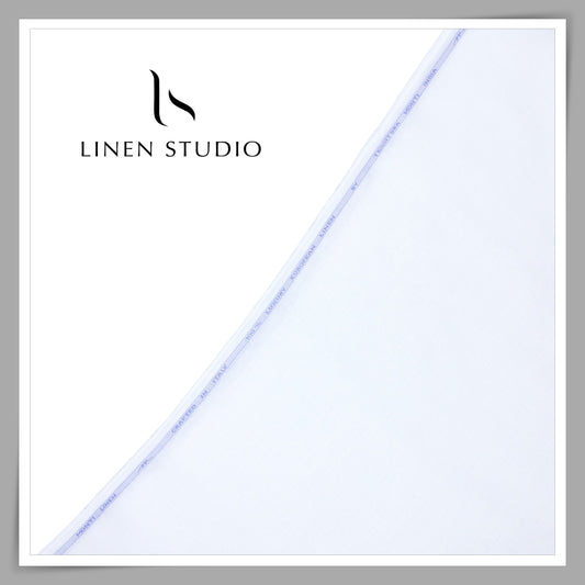Tessitura Monti 70 Lea Premium Linen Shirting - White Self Jacquard Dobby (NEW) (Zoom In)