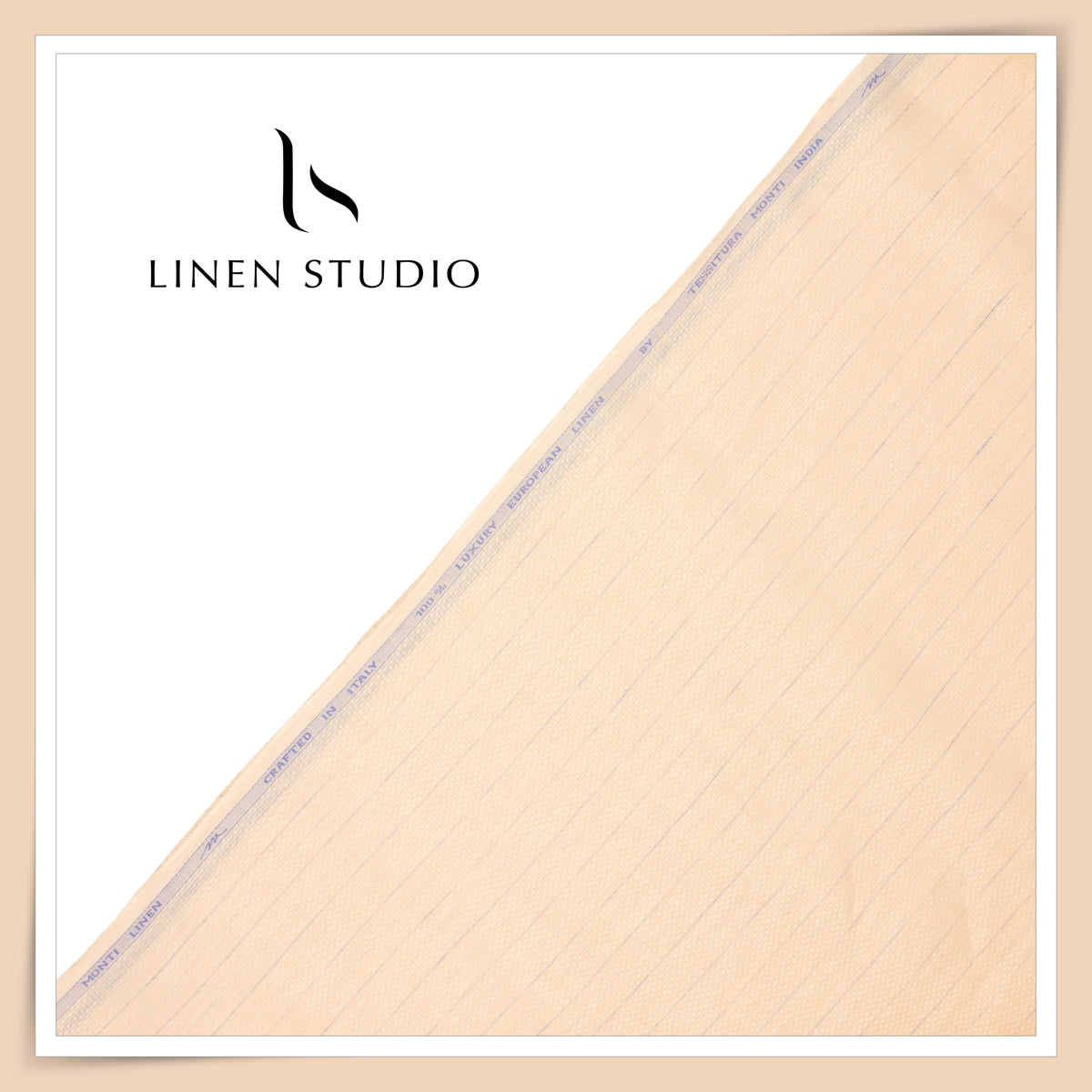 Tessitura Monti 70 Lea Shirting - Peach Dobby with Blue Stripe (NEW) (Fastest Selling) (Zoom In)