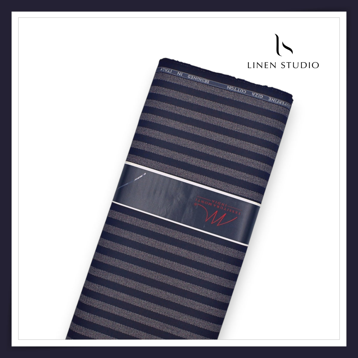 Tessitura Monti 100% Superfine 2 Ply 80's Giza Cotton Shirting - Textured Blue Stripes (NEW) (Zoom In)