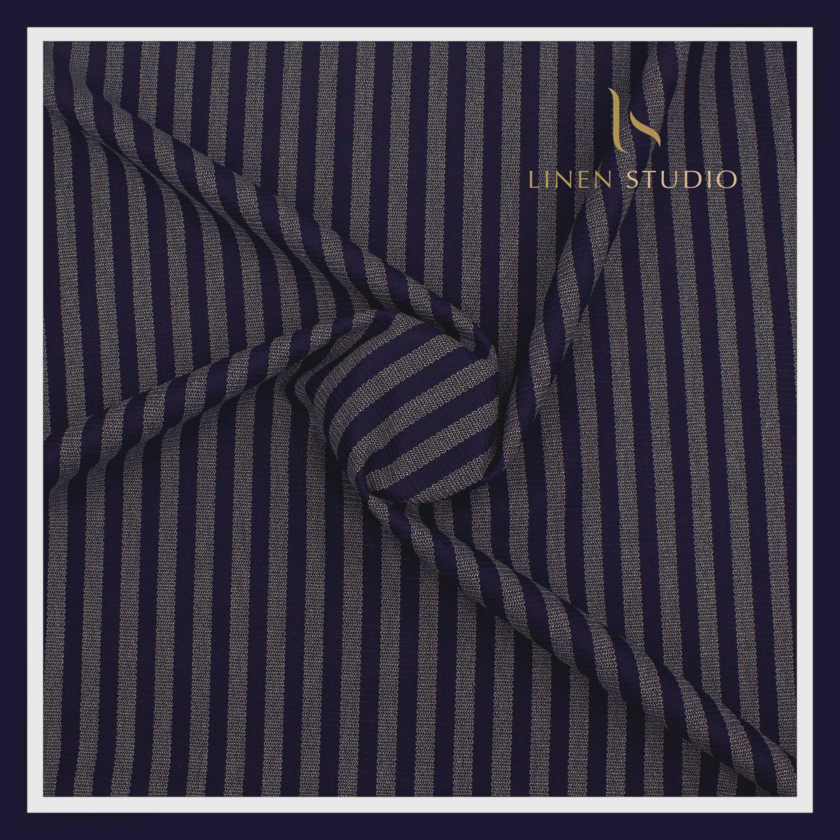 Tessitura Monti 100% Superfine 2 Ply 80's Giza Cotton Shirting - Textured Blue Stripes (NEW) (Zoom In)