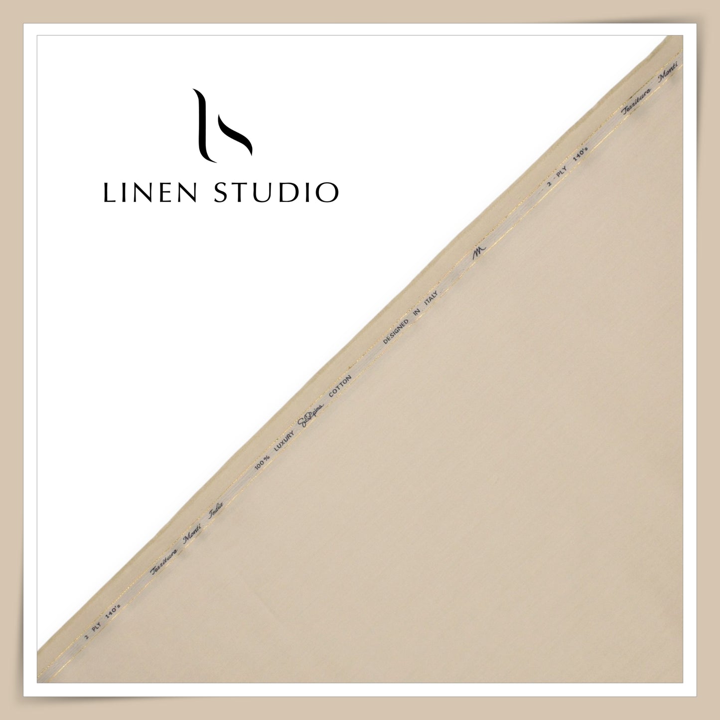 Tessitura Monti 2 PLY 140's Finest Supima Cotton TWILL Shirting - Abode Beige (NEW)