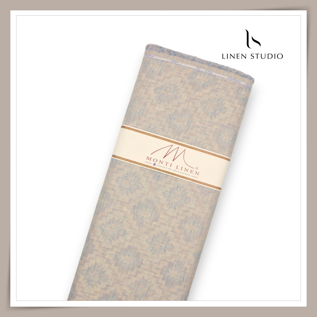 Tessitura Monti 70 Lea Linen Shirting - Geometric Kilim Motif Jacquard (NEW) (Zoom In)