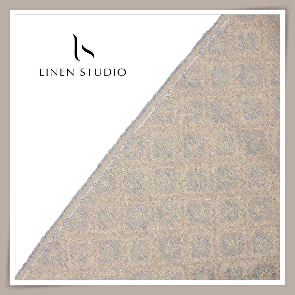 Tessitura Monti 70 Lea Linen Shirting - Geometric Kilim Motif Jacquard (NEW) (Zoom In)