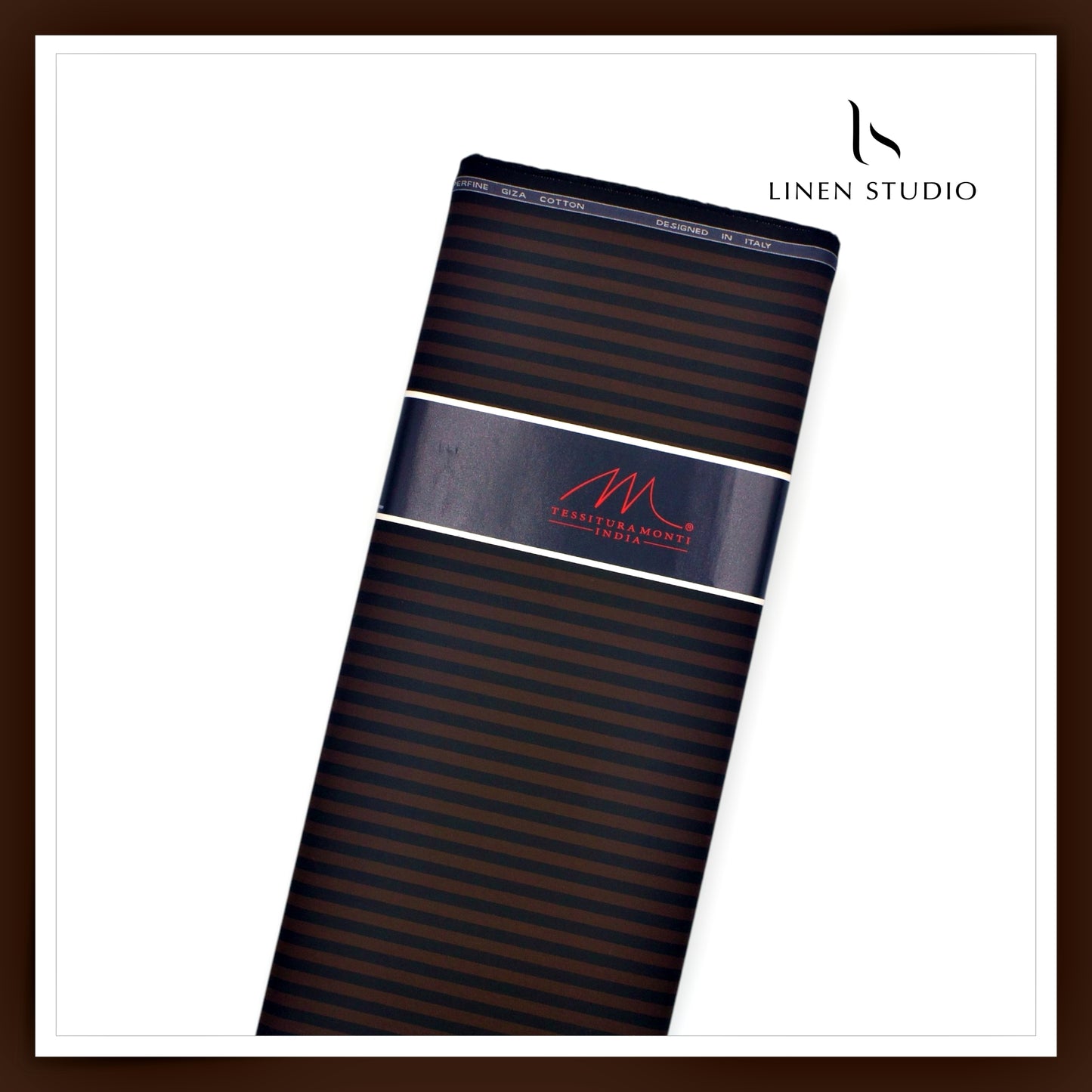 Tessitura Monti 100% Superfine 100's Giza Cotton Shirting - Thunder Brown Stripes (NEW) (Most Liked)