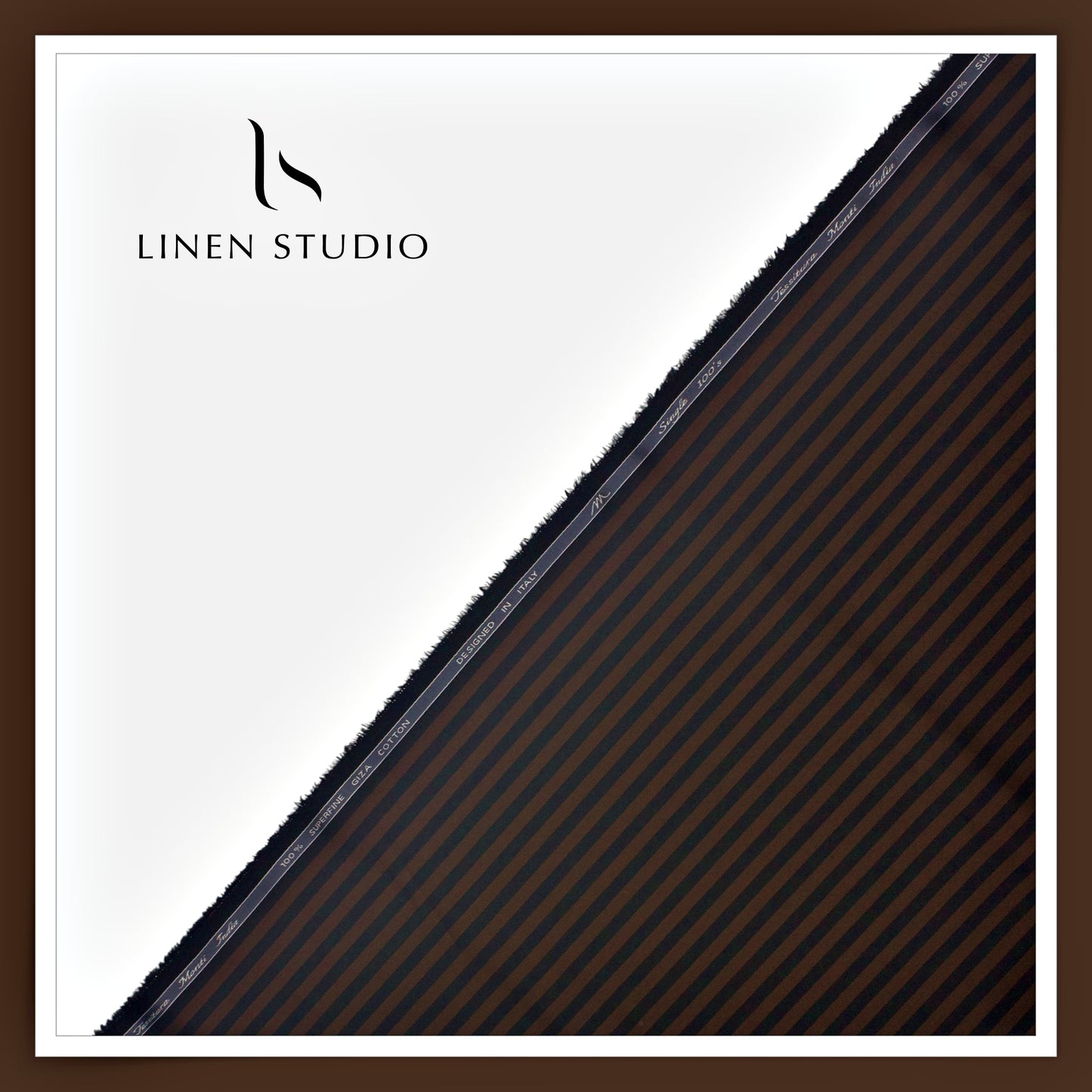 Tessitura Monti 100% Superfine 100's Giza Cotton Shirting - Thunder Brown Stripes (NEW) (Most Liked)