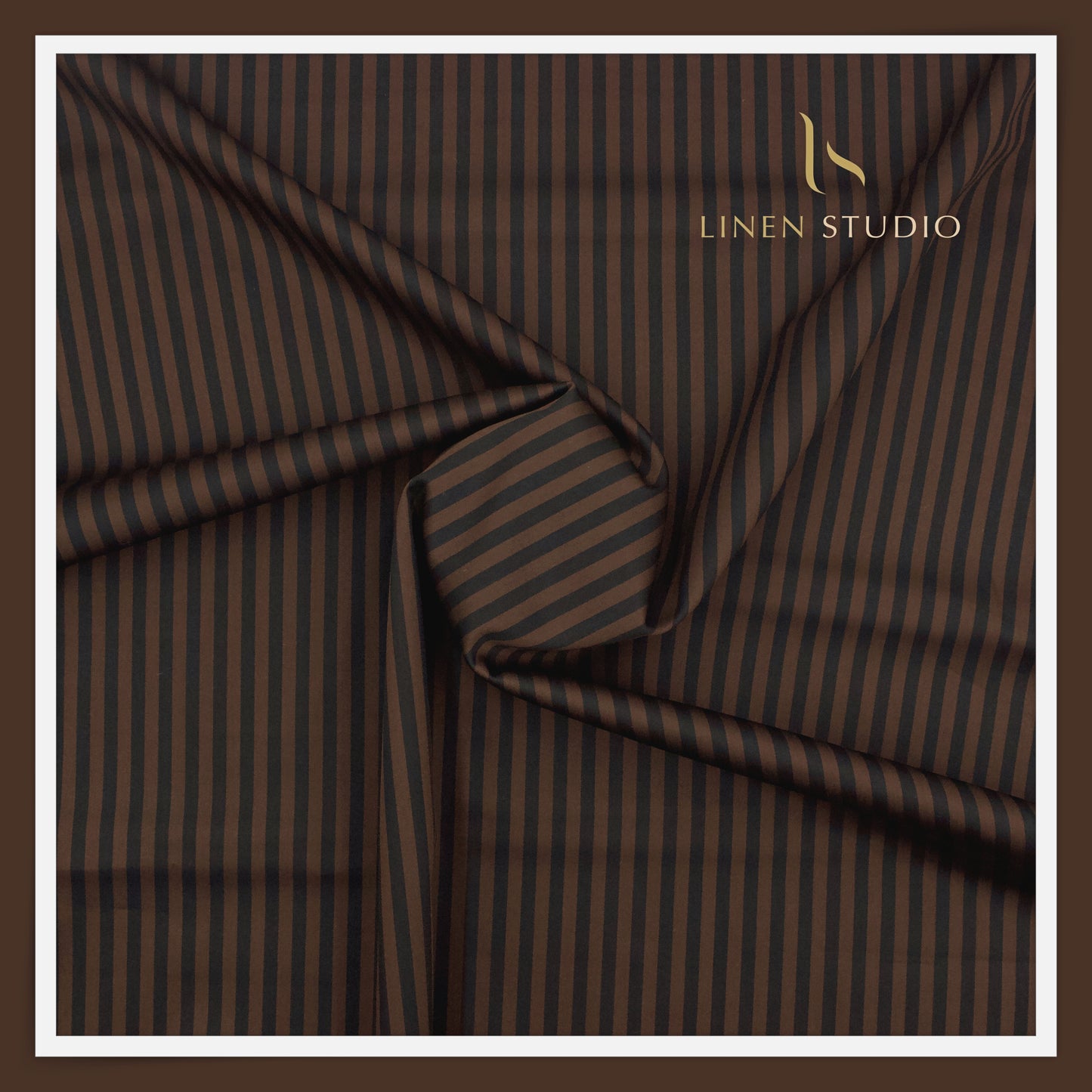 Tessitura Monti 100% Superfine 100's Giza Cotton Shirting - Thunder Brown Stripes (NEW) (Most Liked)