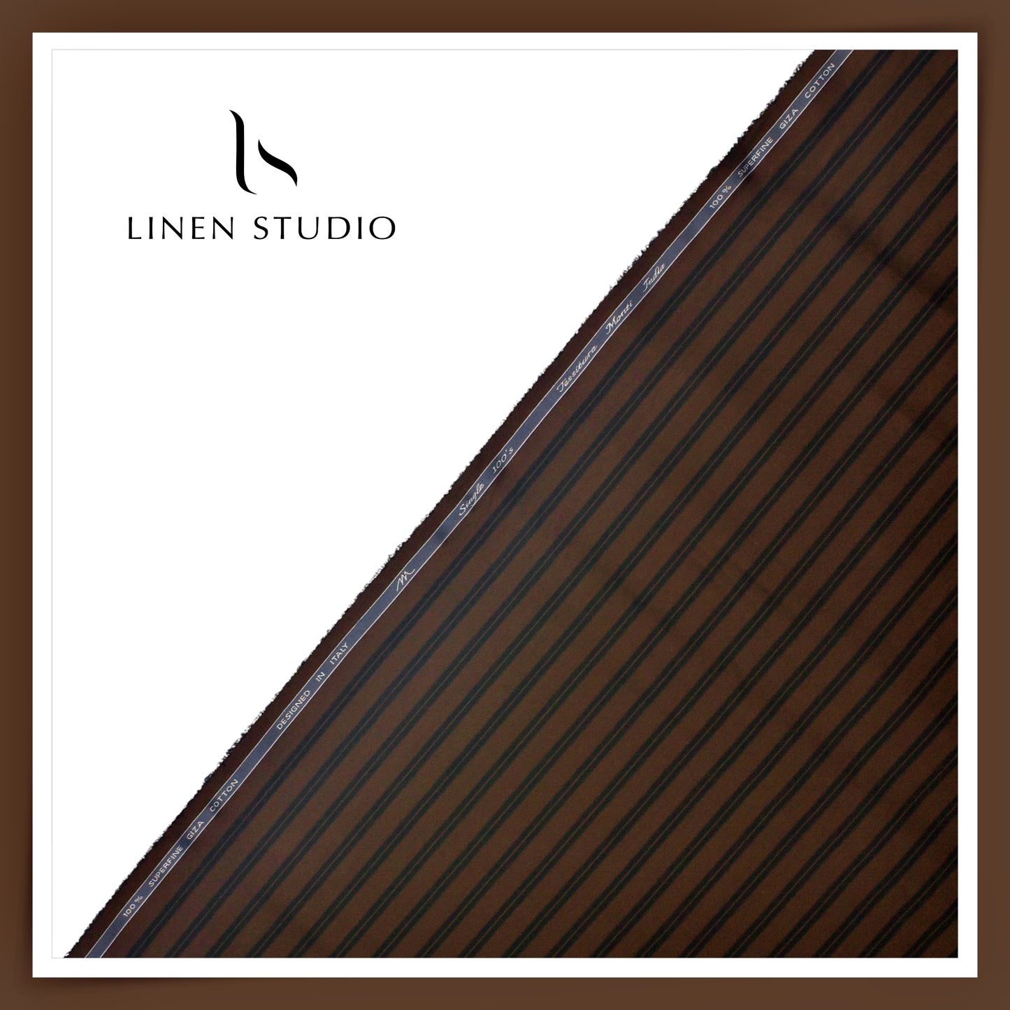 Tessitura Monti 100% Superfine 100's Giza Cotton Shirting - Thunder Brown Fancy Stripes (NEW) (Most Liked)