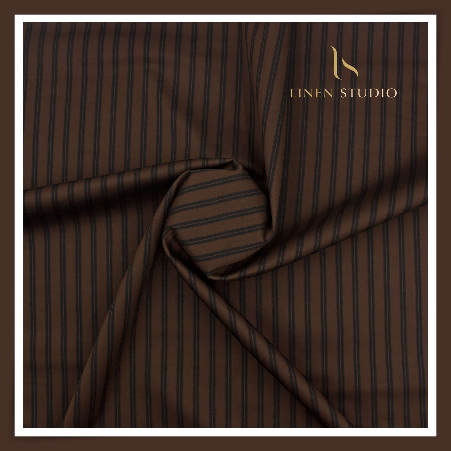 Tessitura Monti 100% Superfine 100's Giza Cotton Shirting - Thunder Brown Fancy Stripes (NEW) (Most Liked)