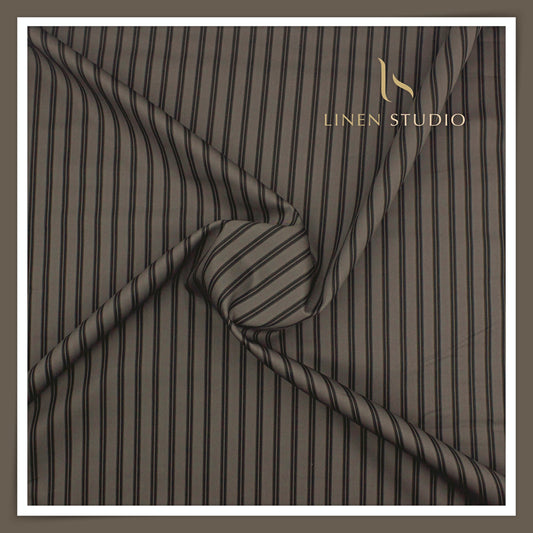 Tessitura Monti 100% Superfine 100's Giza Cotton Shirting - Classic Dark Grey Stripes (NEW) (Most Liked)