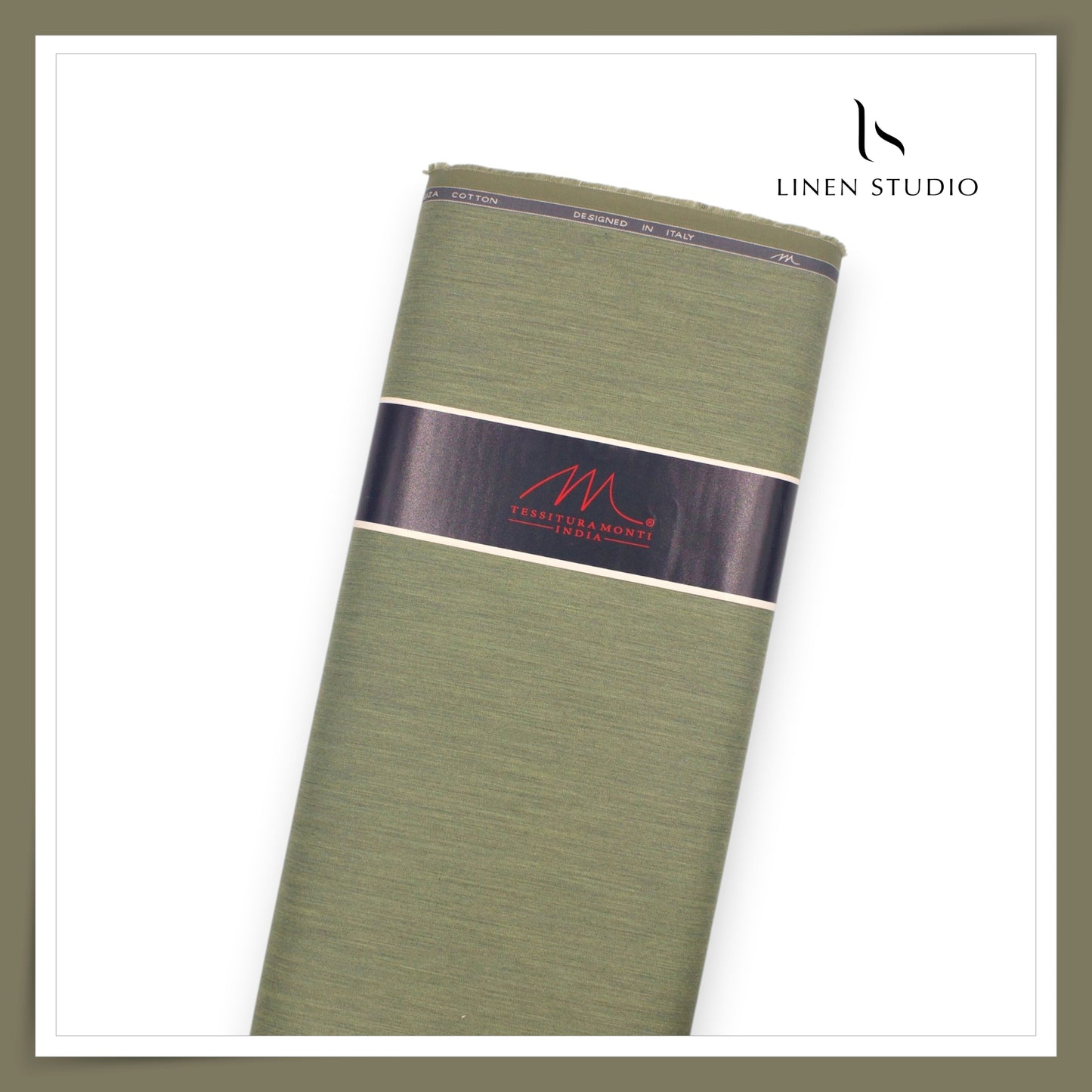 Tessitura Monti 100% Superfine 80's Giza Cotton Shirting - Melange Green (NEW) (Limited Stock)