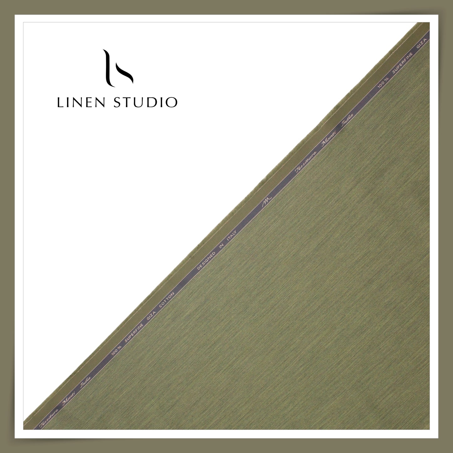 Tessitura Monti 100% Superfine 80's Giza Cotton Shirting - Melange Green (NEW) (Limited Stock)