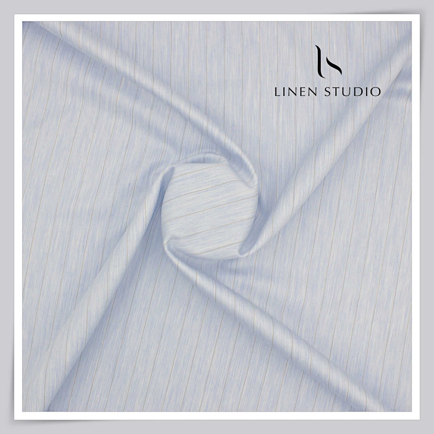 Tessitura Monti 100% Superfine 80's Giza Cotton Shirting - Melange Light Blue Stripes (NEW)