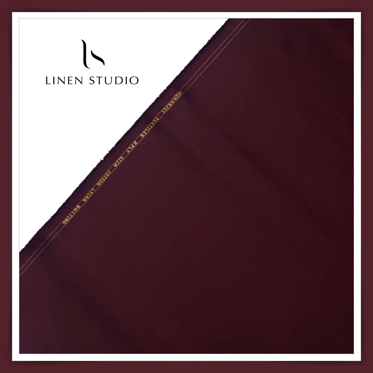 Morarjee 2 Ply Giza Cotton Suiting with Lycra - Dark Maroon - Linen Studio