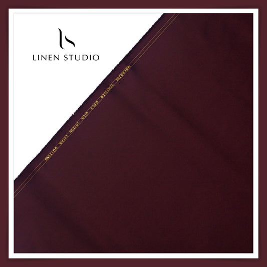 Morarjee 2 Ply Giza Cotton Suiting with Lycra - Dark Maroon - Linen Studio