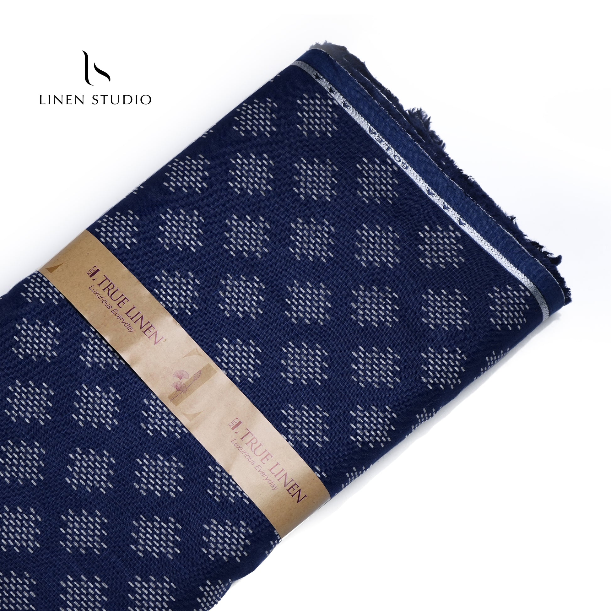 Premium Printed Shirting 60 Lea - Blue with White - Linen Studio