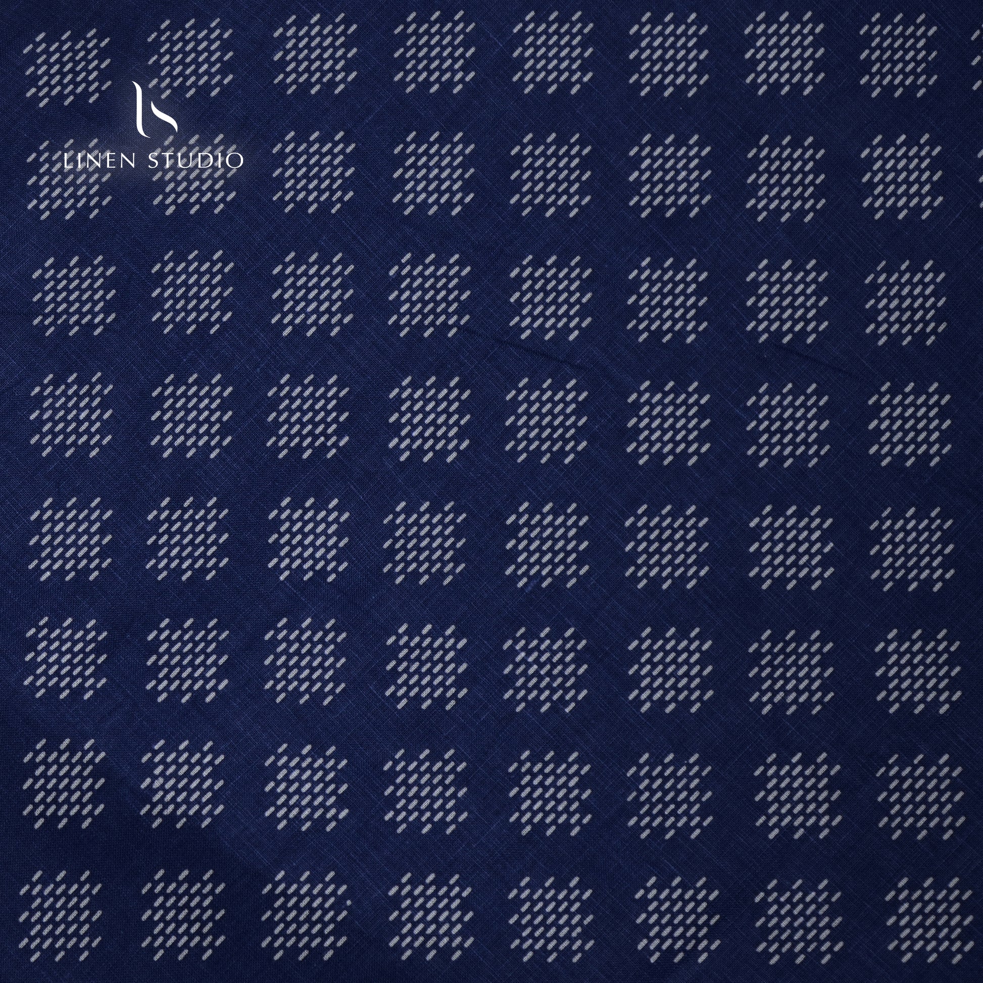Premium Printed Shirting 60 Lea - Blue with White - Linen Studio