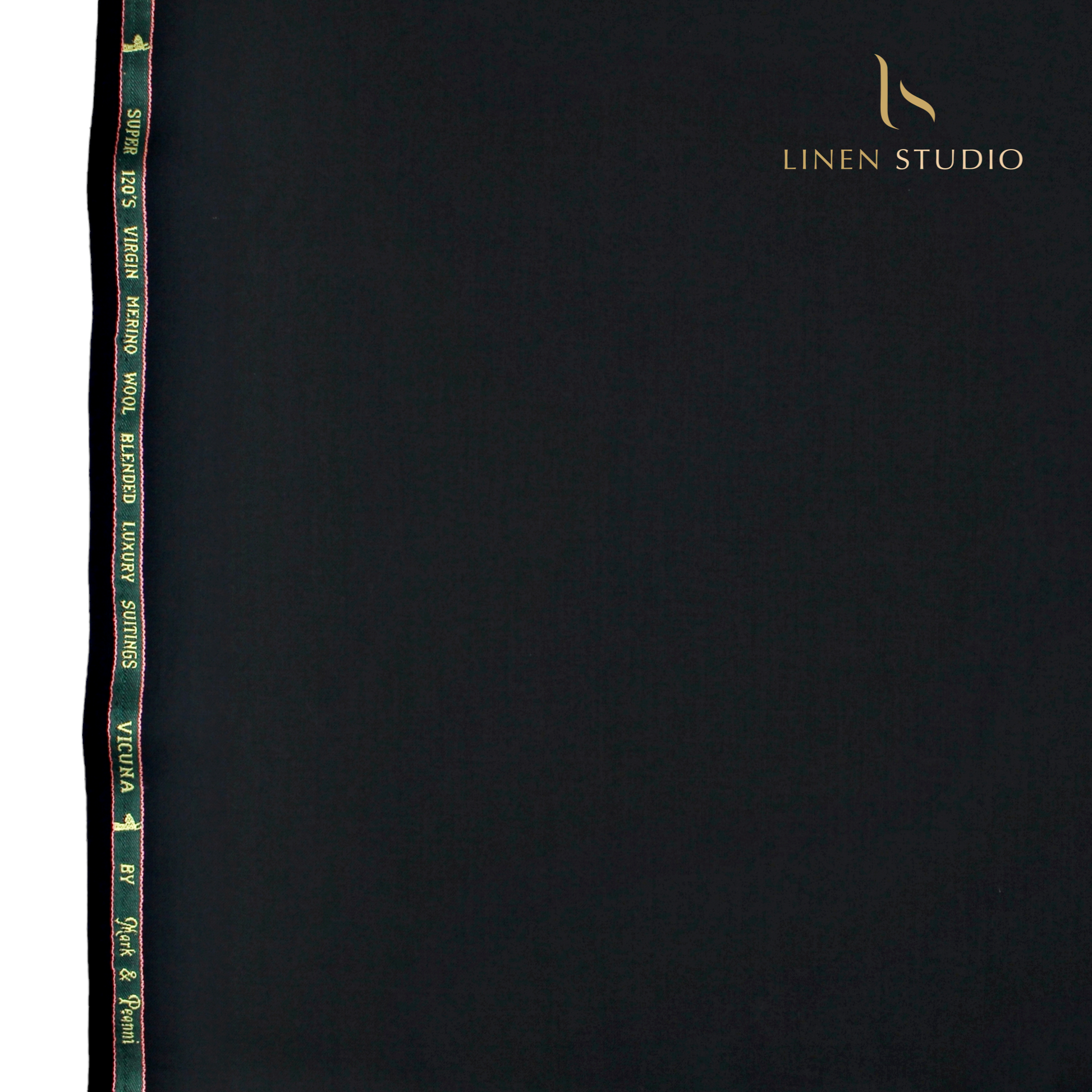 120's Merino Wool Vicuna by Mark & Peanni - Black Plain - Linen Studio